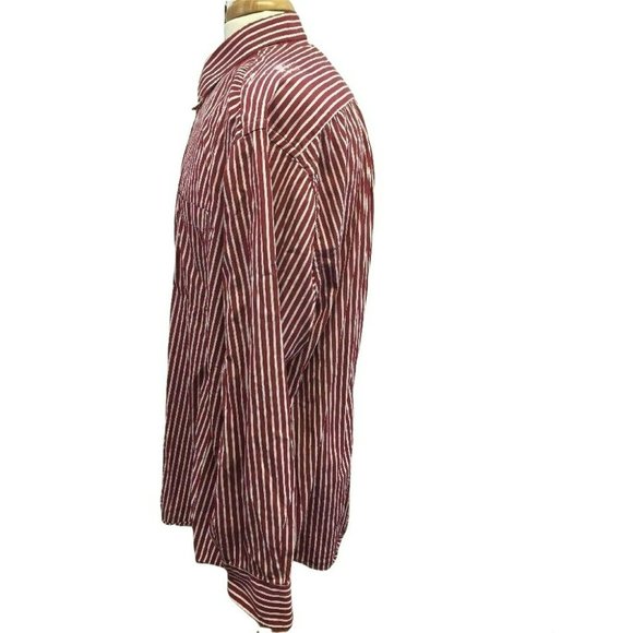 GITMAN BROS Mens Casual Oxford Button Shirt XL L/S Red White Vertical Stripes - Picture 11 of 11